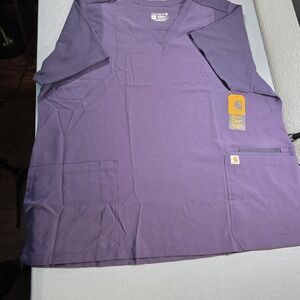 NWT Carhartt Force Womens Plus Size 2XL Scrub Top Dark Purple V-Neck Modern Fit